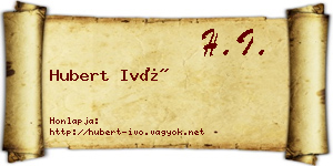 Hubert Ivó névjegykártya